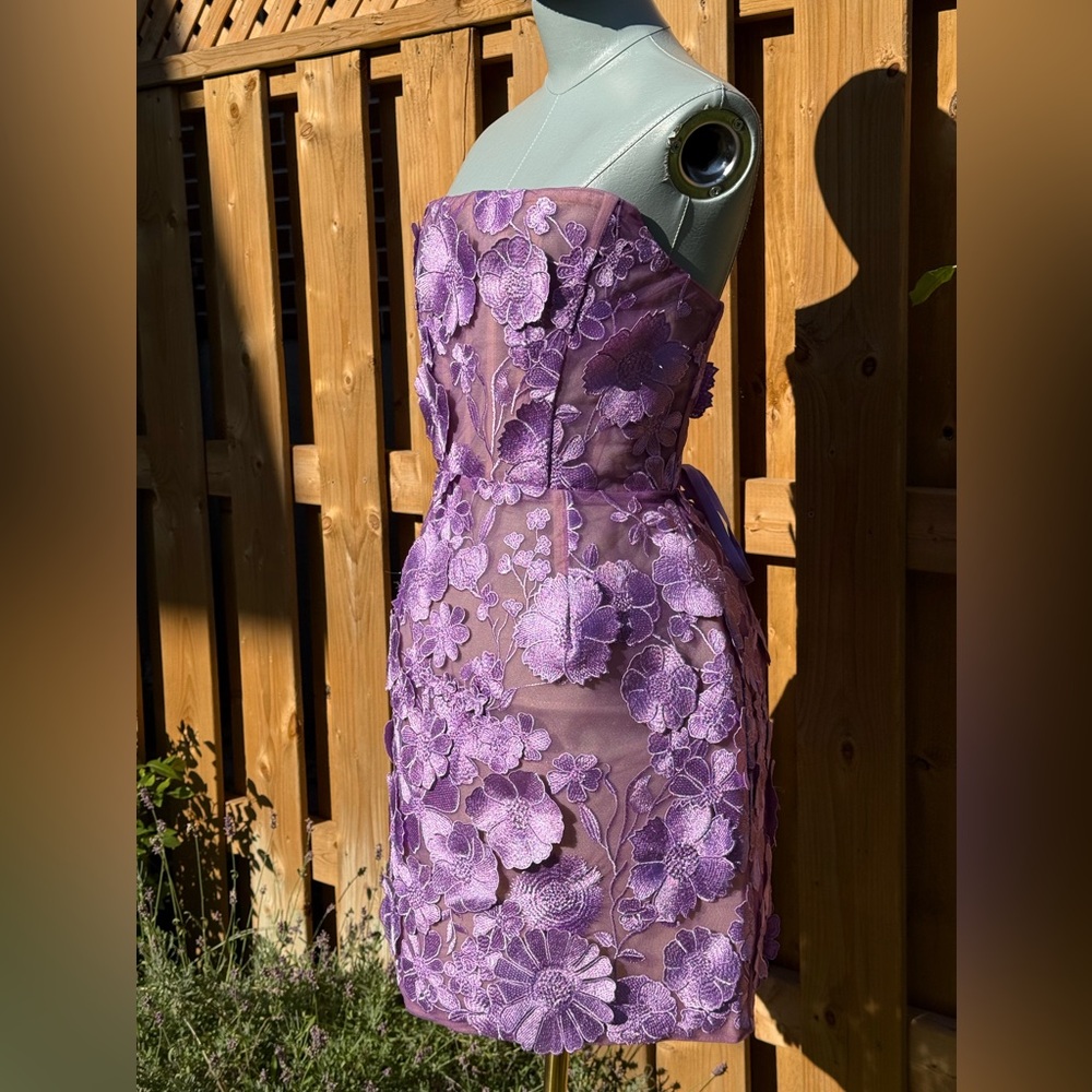 🆕 BRONX & BANCO 🧿 NWOT Jasmine Maraya Lilac Mini Dress - Sz L US 8 - Picture 8 of 17